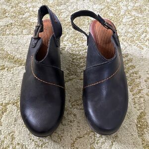 BOC Black Leather Clog Heels